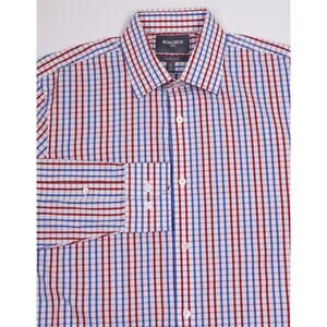 Bonobos Tailored Slim Fit Stretch Red White Blue Check Dress Shirt 16-34